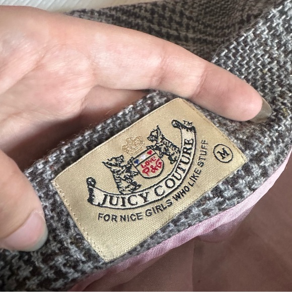 Vintage Juicy couture brown plaid tweed skirt with silk slip - Picture 3 of 5